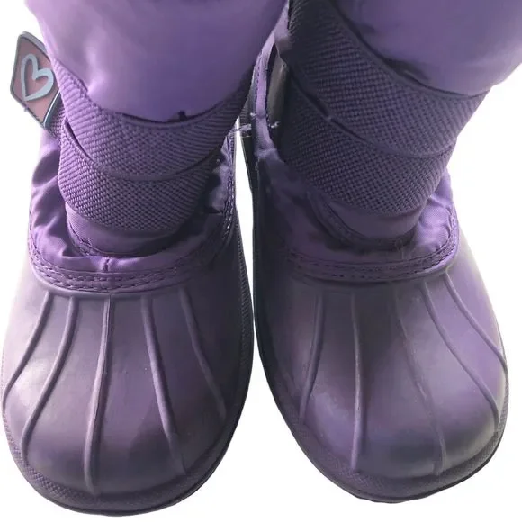 Girls Size 12 Lined Snow Boots Purple Thermolite Purple Faux Fur Winter Boots - Picture 3 of 9